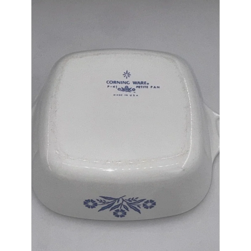 Vintage Corning Ware Blue Cornflower P-41 Petite Pan with Plastic Storage Lid